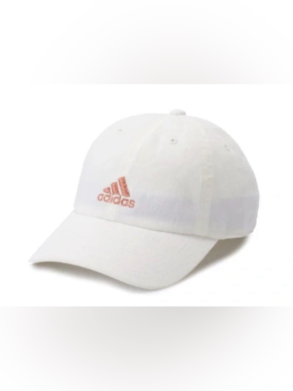 Adidas White Cap with Rose Gold Logo Embroidery